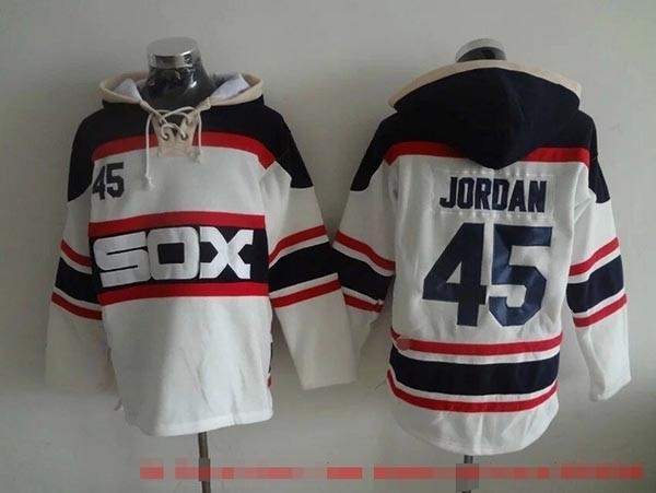 MLB Chicago White Sox #45 Michael Jordan White Alternate All Stitched Hooded Sweatshirt