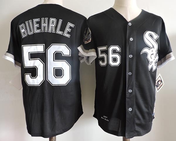 Men's Throwback Chicago White Sox #56 Mark Buehrle Black Cooperstown Collection Jersey