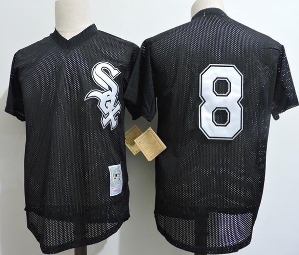 Men's Throwback Chicago White Sox #8 Bo Jackson Black mesh fabric Jersey