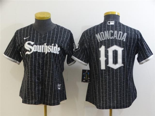 Women's Chicago White Sox #10 Yoan Moncada Black 2021 City Connect Cool Base Jersey