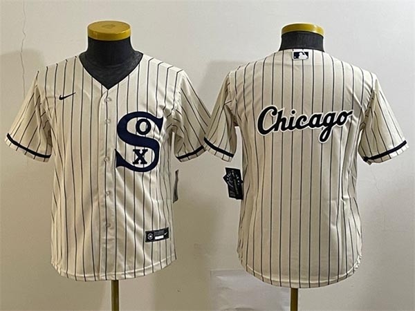 Youth Chicago White Sox Cream Team Big Logo CHICAGO Stitched Jersey