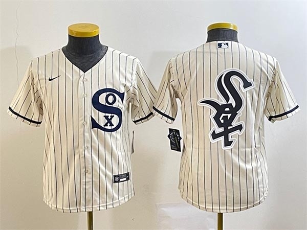 Youth Chicago White Sox Cream Team Big Logo SOX Stitched Jersey