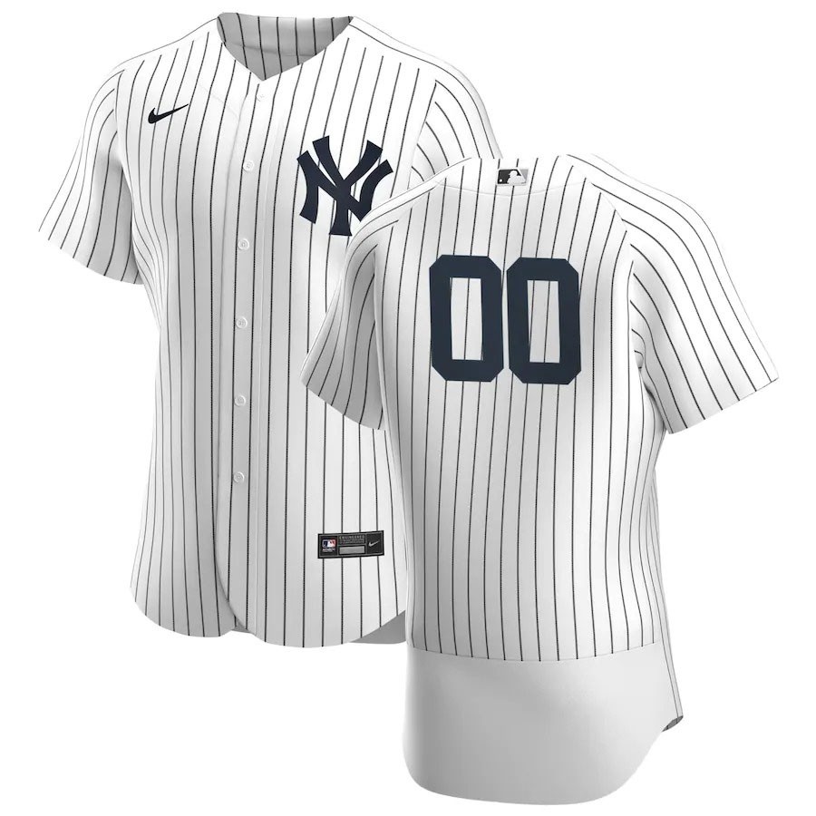 Men's New York Yankees Custom Nike White Navy Home 2020 Authentic Flexbase MLB Jersey(Name and number remark in comment column)