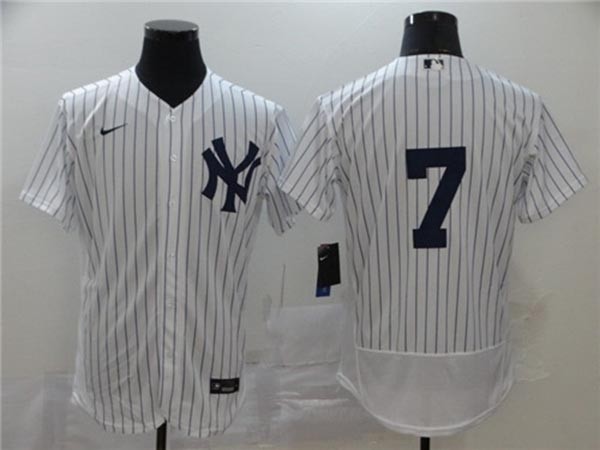 MLB New York Yankees #7 Mickey Mantle White no Name 2020 Nike Flexbase Jersey