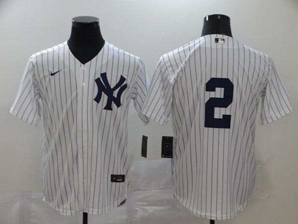 MLB New York Yankees #2 Derek Jeter White No Name 2020 Nike Cool Base Jersey