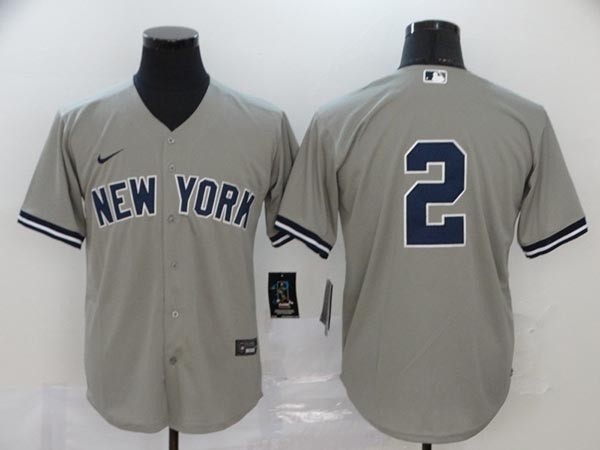 MLB New York Yankees #2 Derek Jeter Grey No Name 2020 Nike Cool Base Jersey