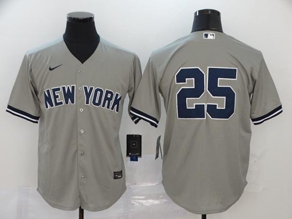 MLB New York Yankees #25 Gleyber Torres Grey No Name 2020 Nike Cool Base Jersey