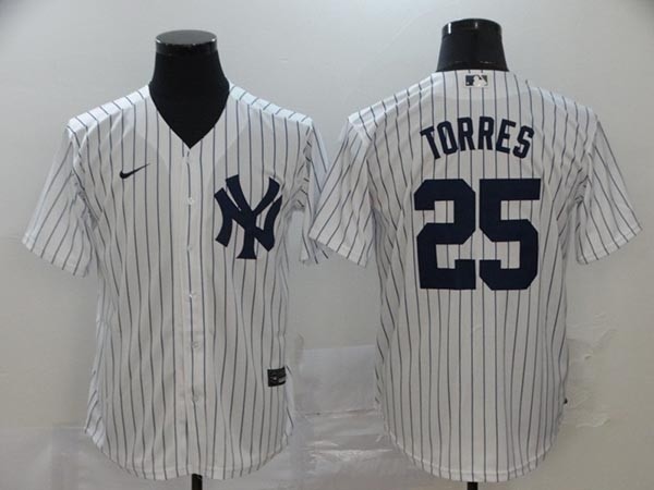 MLB New York Yankees #25 Gleyber Torres White 2020 Nike Cool Base Jersey