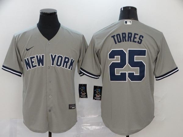 MLB New York Yankees #25 Gleyber Torres Grey 2020 Nike Cool Base Jersey