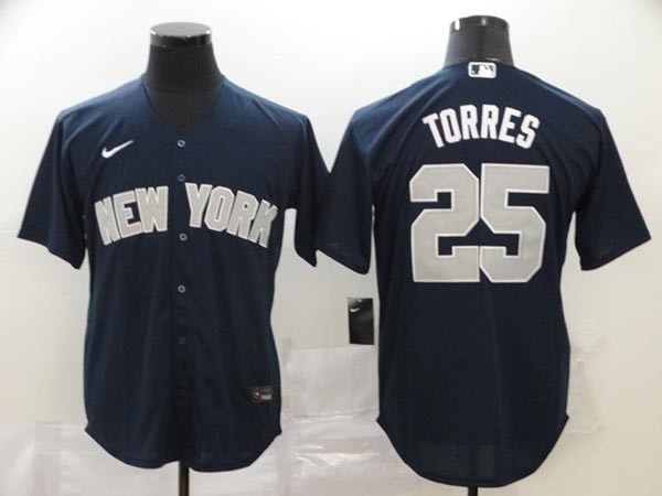 MLB New York Yankees #25 Gleyber Torres Navy 2020 Nike Cool Base Jersey