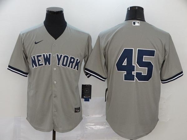 MLB New York Yankees #45 Gerrit Cole Grey No Name 2020 Nike Cool Base Jersey