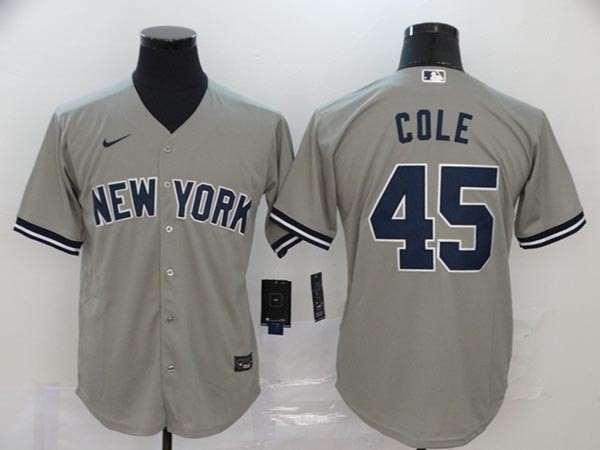 MLB New York Yankees #45 Gerrit Cole Grey 2020 Nike Cool Base Jersey