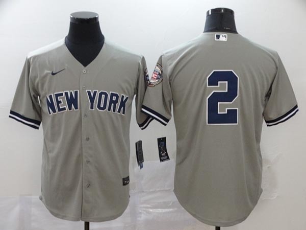 MLB New York Yankees #2 Derek Jeter Gray 2020 Nike Hall Of Fame Induction Cool Base Jersey