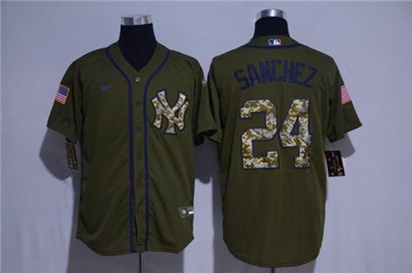 MLB New York Yankees #24 Gary Sanchez Olive 2020 Nike Cool Base Jersey