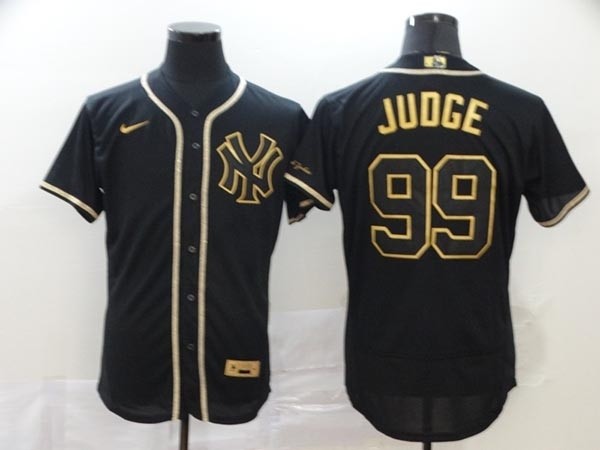 MLB New York Yankees #99 Aaron Judge Black Gold Nike Flexbase Jersey