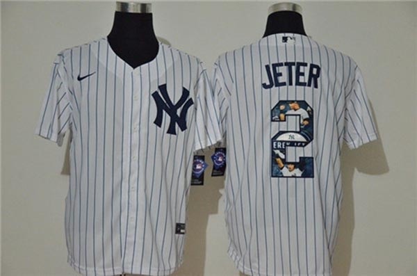 MLB New York Yankees #2 Derek Jeter White Nike Cool Base Player Jersey