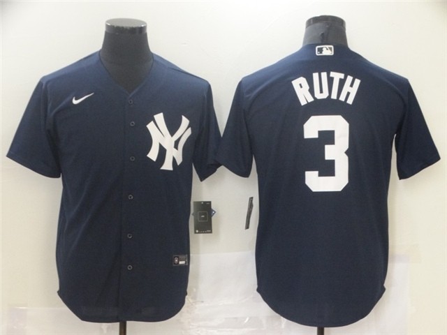 Men's New York Yankees #3 Babe Ruth Navy Cool Base Jersey