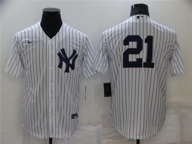 New York Yankees #21 Paul O'Neill White Without Name Cool Base Jersey