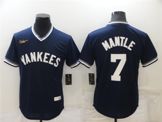 New York Yankees #7 Mickey Mantle Navy Cooperstown Collection Cool Base Jersey