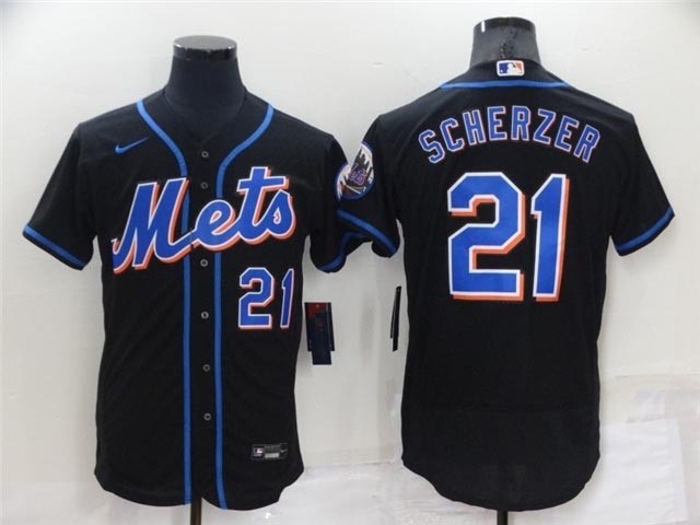 New York Mets #21 Max Scherzer Black Cool Base Jersey