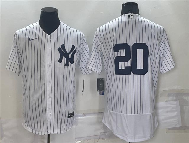 Men's New York Yankees #20 White Flex Base Jersey