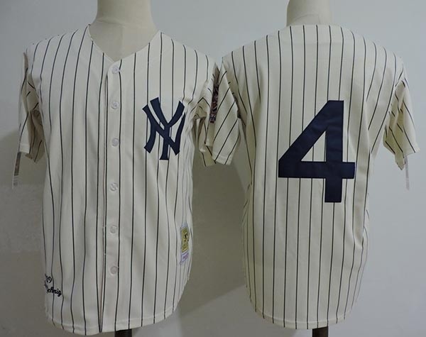 Men's Throwback New York Yankees #4 Lou Gehrig Cream no Name 1939 Mitchell & Ness Jersey