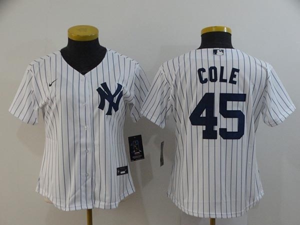 Women New York Yankees #45 Gerrit Cole White 2020 Nike Cool Base Jersey