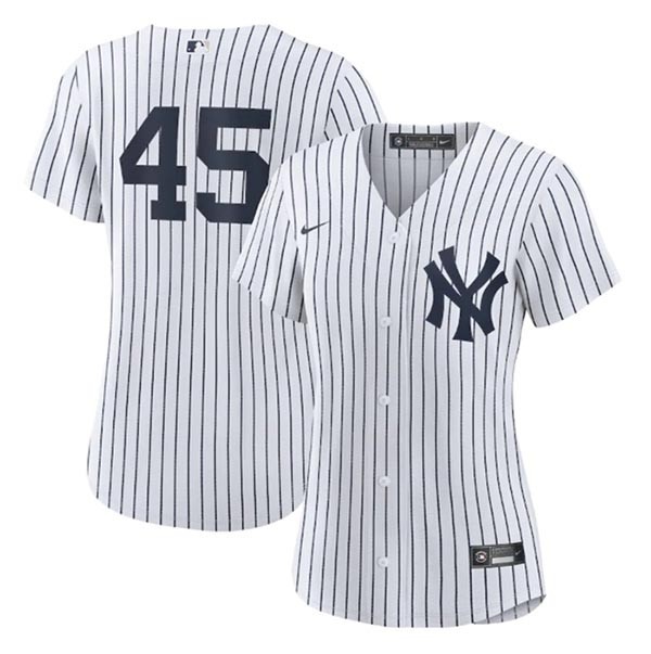 Women's New York Yankees #45 Gerrit Cole White Cool Base Stitched Jersey(Run Small)