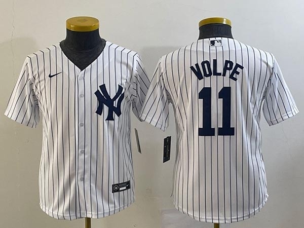 Women's New York Yankees #11 Anthony Volpe White Cool Base Stitched Jersey(Run Small)