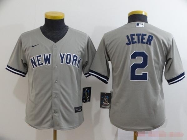 Youth New York Yankees #2 Derek Jeter Grey 2020 Nike Cool Base Jersey