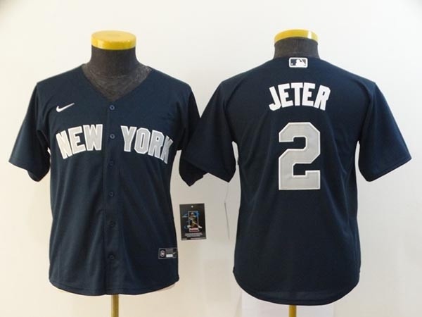 Youth New York Yankees #2 Derek Jeter Navy 2020 Nike Cool Base Jersey