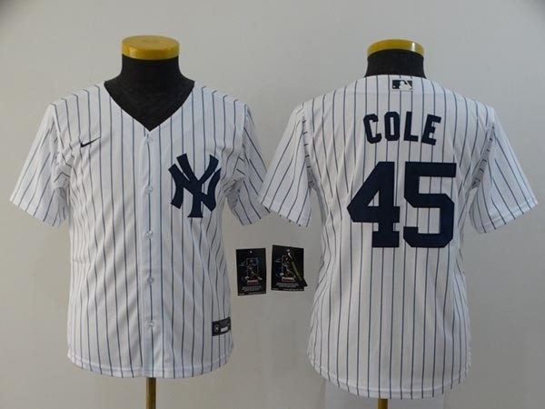 Youth New York Yankees #45 Gerrit Cole White 2020 Nike Cool Base Jersey