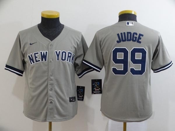 Youth New York Yankees #99 Aaron Judge Grey 2020 Nike Cool Base Jersey