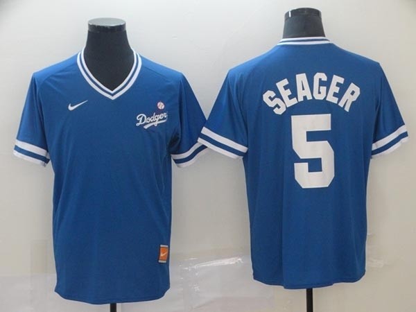 MLB Los Angeles Dodgers #5 Corey Seager Blue Nike Throwback Jersey