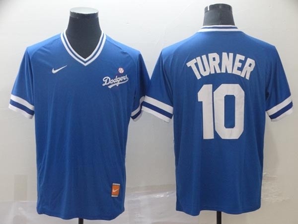 MLB Los Angeles Dodgers #10 Justin Turner Blue Nike Throwback Jersey