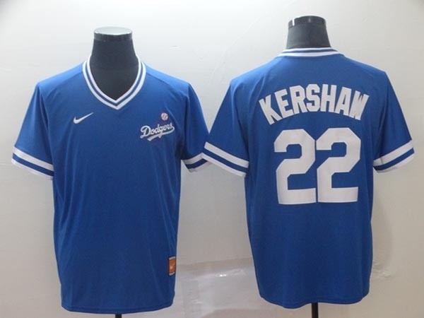 MLB Los Angeles Dodgers #22 Clayton Kershaw Blue Nike Throwback Jersey