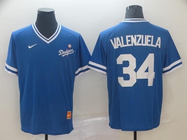 MLB Los Angeles Dodgers #34 Fernando Valenzuela Blue Nike Throwback Jersey