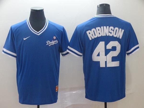 MLB Los Angeles Dodgers #42 Jackie Robinson Blue Nike Throwback Jersey