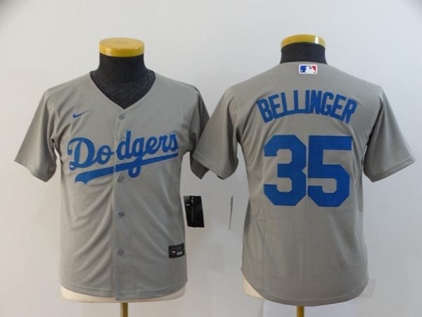 MLB Los Angeles Dodgers #35 Cody Bellinger Grey 2020 Nike Cool Base Jersey