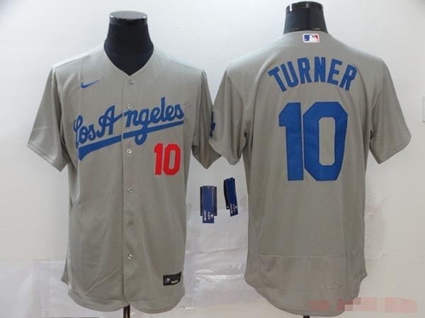 MLB Los Angeles Dodgers #10 Justin Turner Grey 2020 Nike Flexbase Jersey