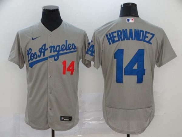 MLB Los Angeles Dodgers #14 Kike Hernandez Grey 2020 Nike Flexbase Jersey