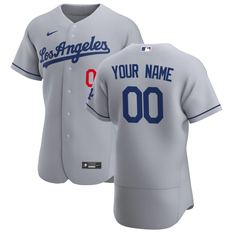 Men's Los Angeles Dodgers Custom Nike Gray Road 2020 Authentic Flexbase MLB Jersey(Name and number remark in comment column)