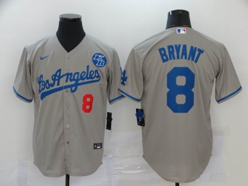 MLB Los Angeles Dodgers #8 Kobe Bryant Grey Nike Cool Base Jersey