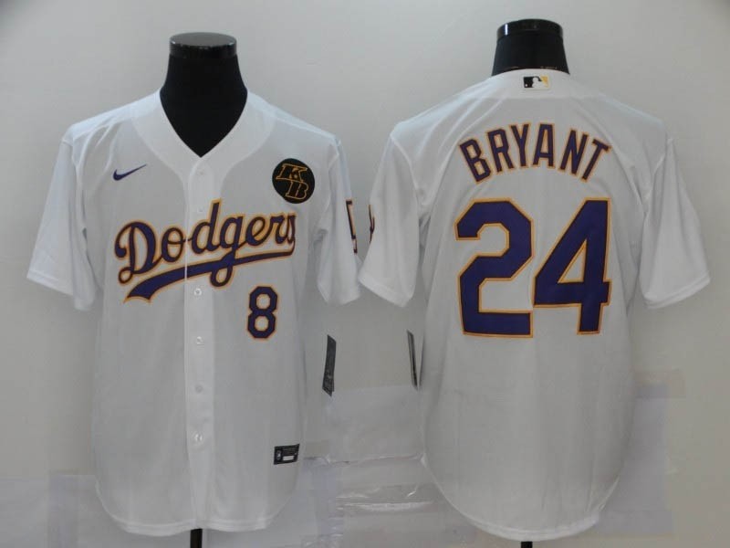 MLB Los Angeles Dodgers #8-24 Kobe Bryant White Fashion 2020 Nike Cool Base Jersey