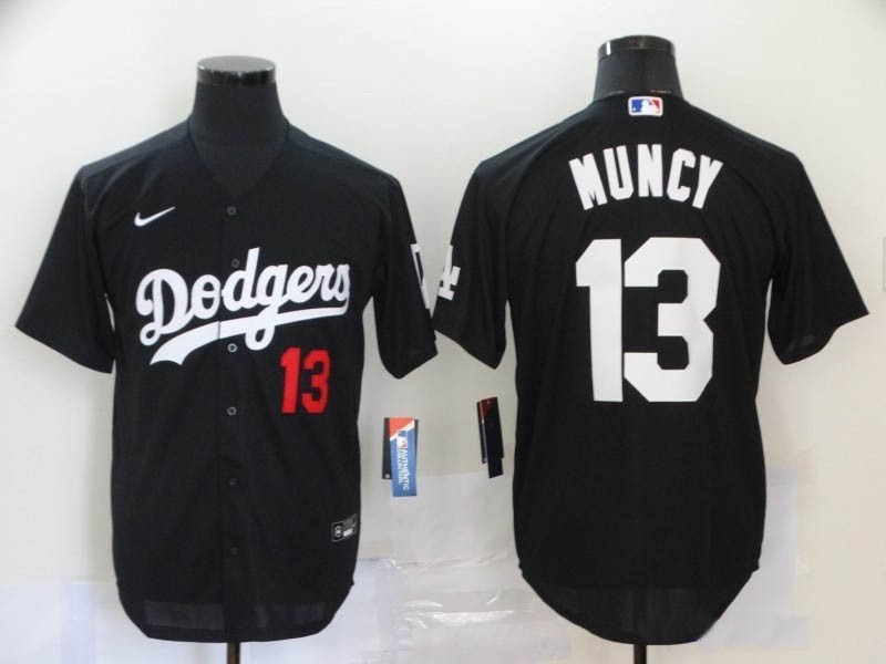 MLB Los Angeles Dodgers #13 Max Muncy Black Nike Cool Base Jersey