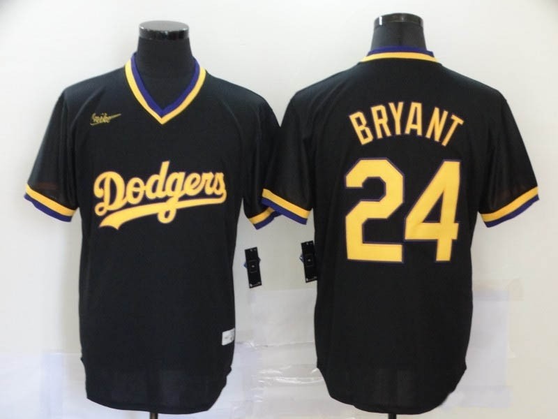 MLB Los Angeles Dodgers #24 Kobe Bryant Black Gold Nike Cool Base Jersey