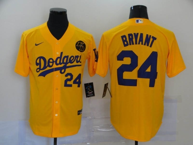 MLB Los Angeles Dodgers #24 Kobe Bryant Gold Nike Cool Base Jersey