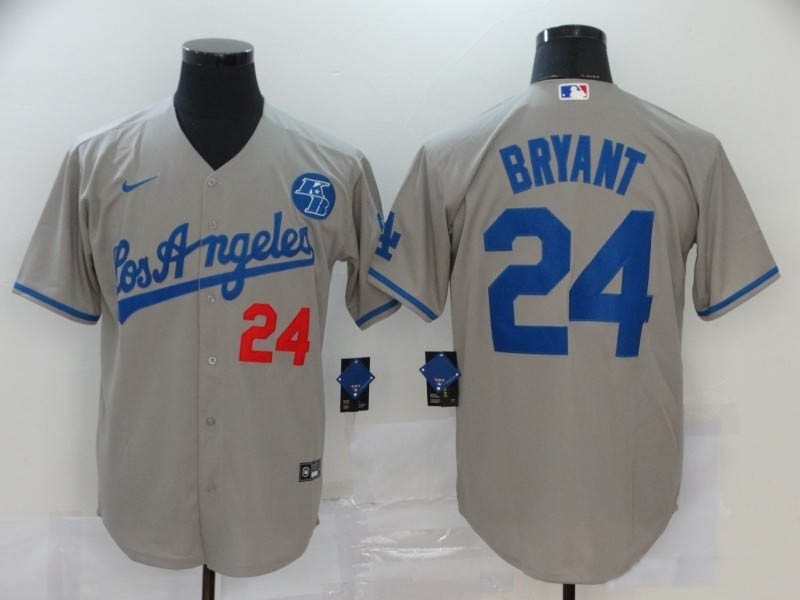 MLB Los Angeles Dodgers #24 Kobe Bryant Grey Nike Cool Base Jersey