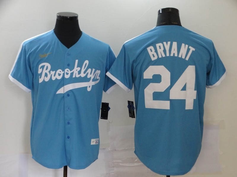 MLB Los Angeles Dodgers #24 Kobe Bryant Light Blue Nike Gold Cool Base Jersey