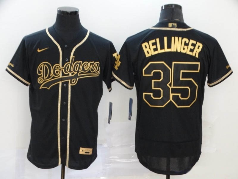 MLB Los Angeles Dodgers #35 Cody Bellinger Black Gold 2020 Nike Flexbase Jersey